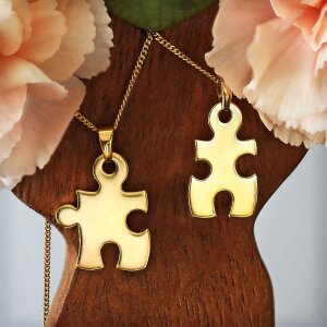 Goldener Puzzleteilanhänger 2-teilig je19 mm Puzzle Freundschaftsanhänger 333 Gold