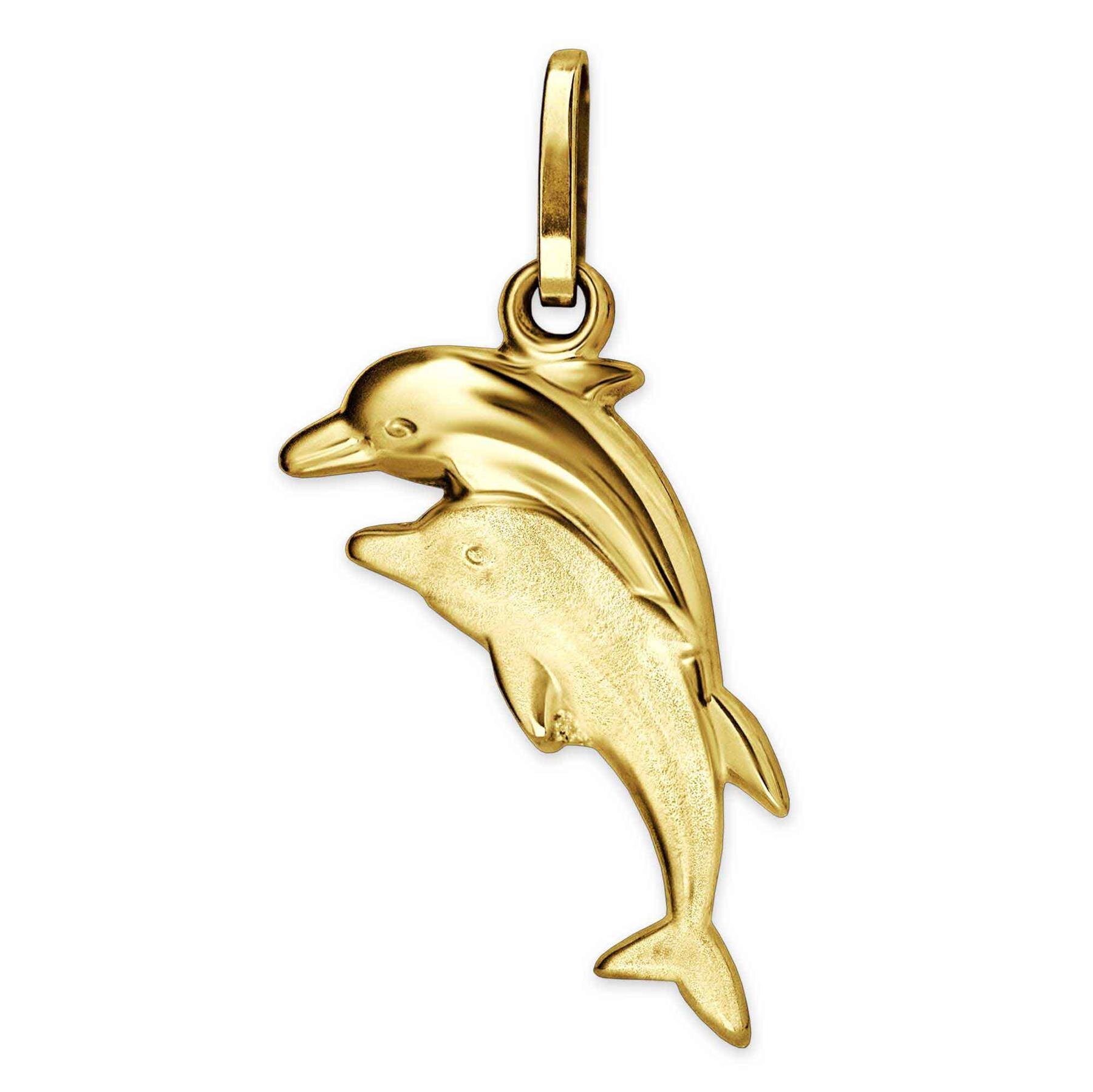 Delfine Gold, 333 € springend 2 Anhänger Goldener 16 mm 36,95