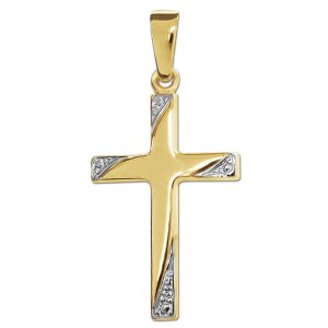 Goldenes Kreuz 18 mm Kreuzenden gemustert bicolor...