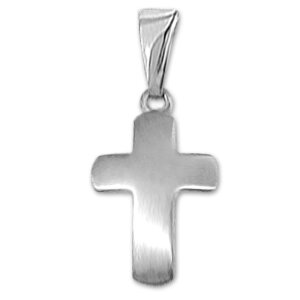 Silbernes schlichtes Kreuz 12 mm seidenmatt leicht...