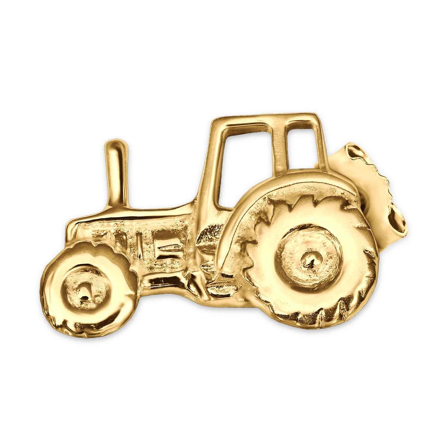 Einzelner Traktor Ohrstecker 9 x 6 mm 333 Gold