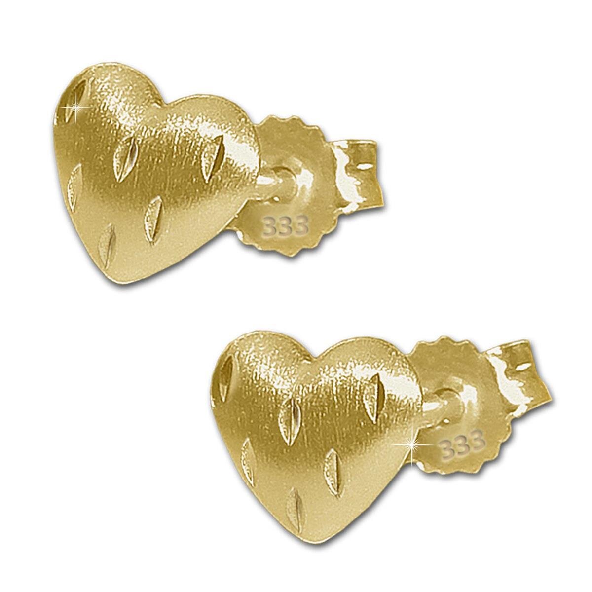 Goldene kleine Damen 46,95 mm 5 Ohrstecker Herzform gewölbt, herzförmig € Herz