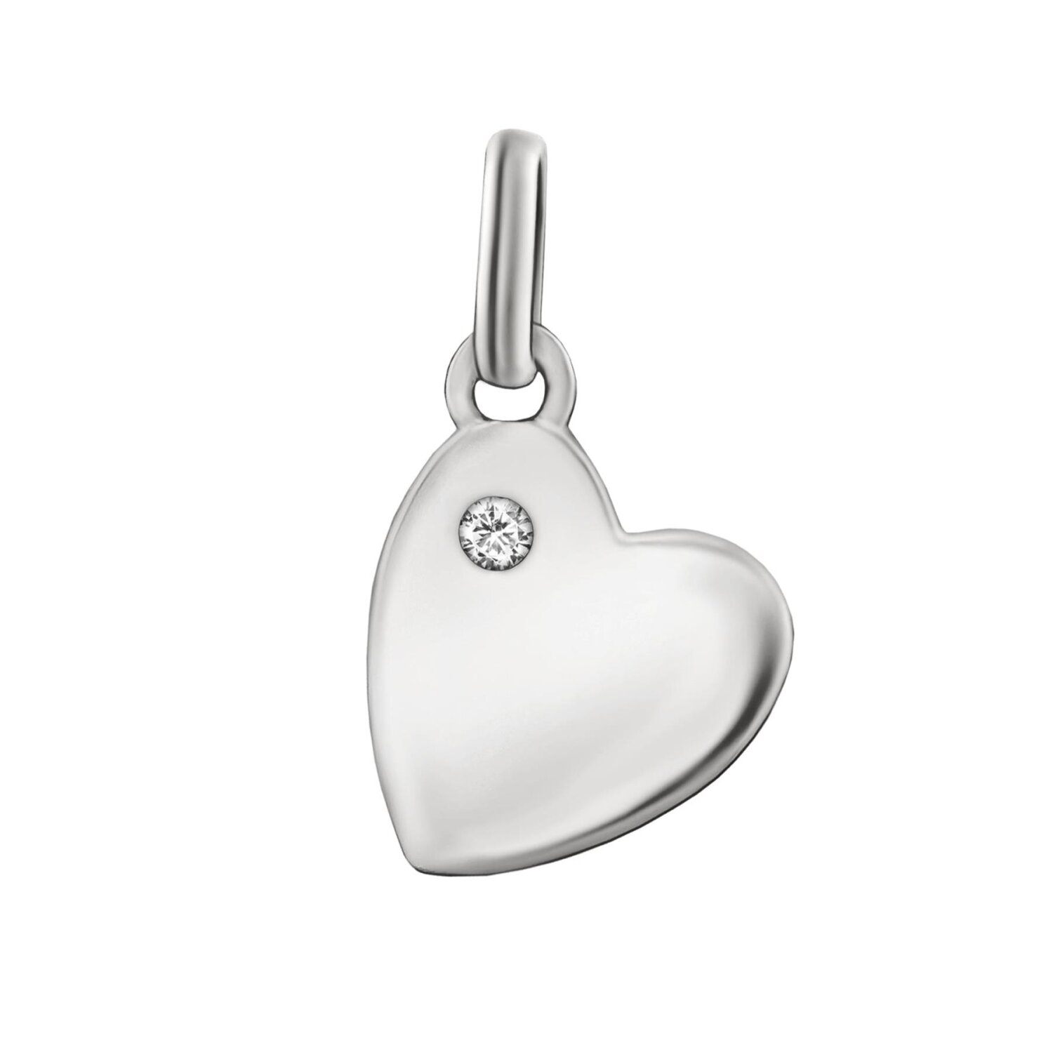 Silberne Herz Ohrhänger 25 mm seitlich hängend Zirkonia weiß Echt Sil,  16,95 €