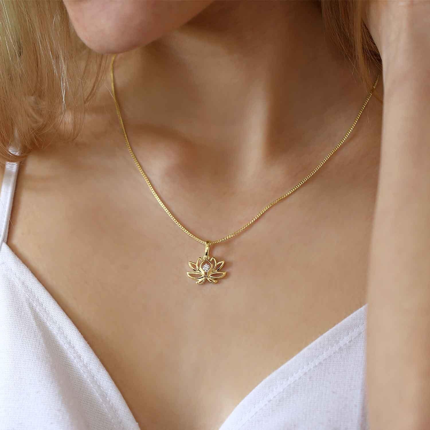 Goldanhänger Blume des Lotus mit Gold, € 108,50 333/- Zirkonistein