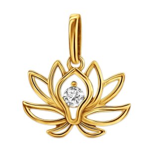 Goldener Lotusblume Anhänger mit Zirkonia 333 Gold