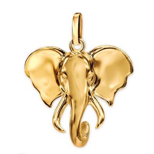 Goldener Anhänger Elefant Kopf glänzend Echt...
