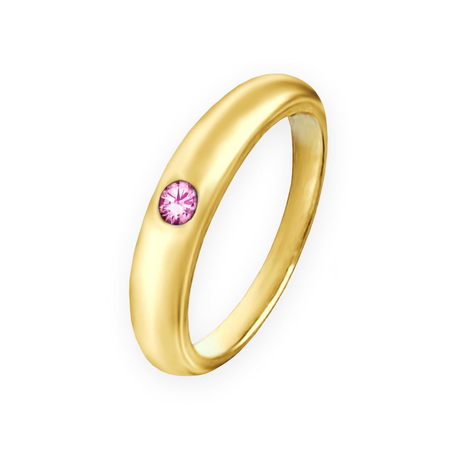 VergoldeterTaufring schlicht Zirkonia rosa Echt Silber 925 gold-plattiert