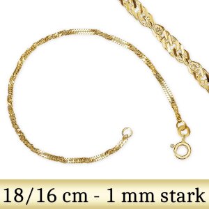 Goldenes Damen Singapur Armband 18 cm (16 cm...