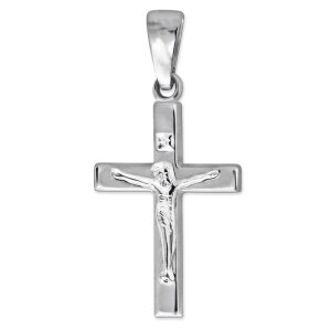 Silberner Anhänger Kreuz 17 mm schlicht mit Jesus...