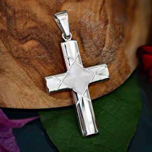 Silbernes großes Herren Kreuz 32 mm gewölbt...