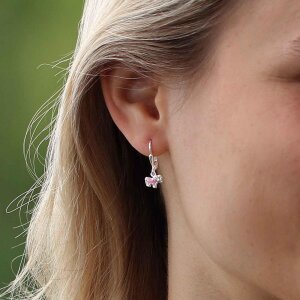 Silberne Ohrhänger 20 mm Pony rosa lackiert mit...